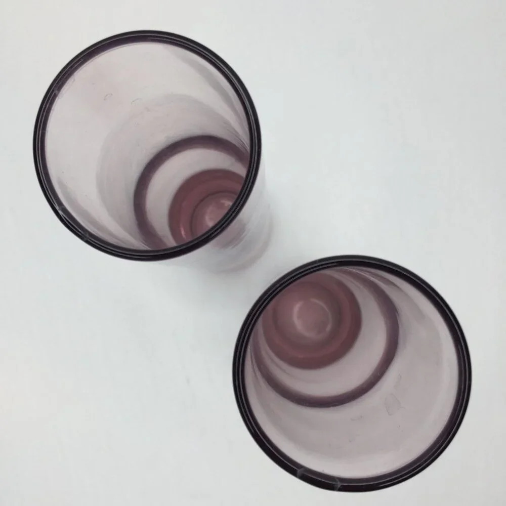 Vintage Set of 3 Libbey Amethyst Glass Bud Vases Home Bathroom Decor 10.5